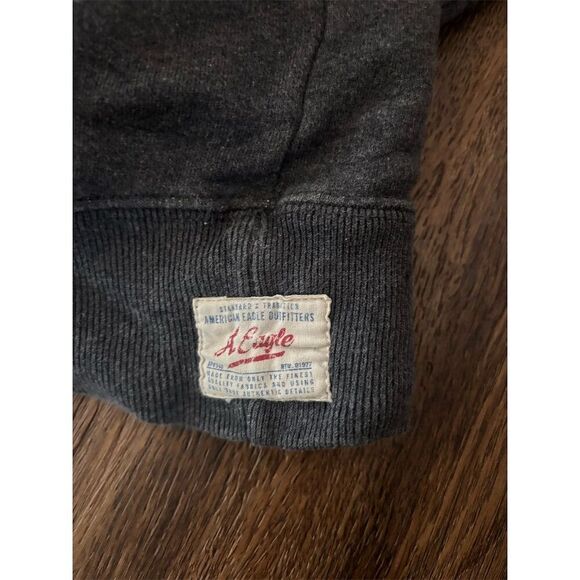 American Eagle Men's Standard Vintage Gray Football Hoodie Large Pullover - Picture 7 of 9